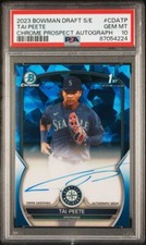 2023 Bowman Chrome Draft Tai Peete Prospect Sapphire Edition Auto /199 PSA 10