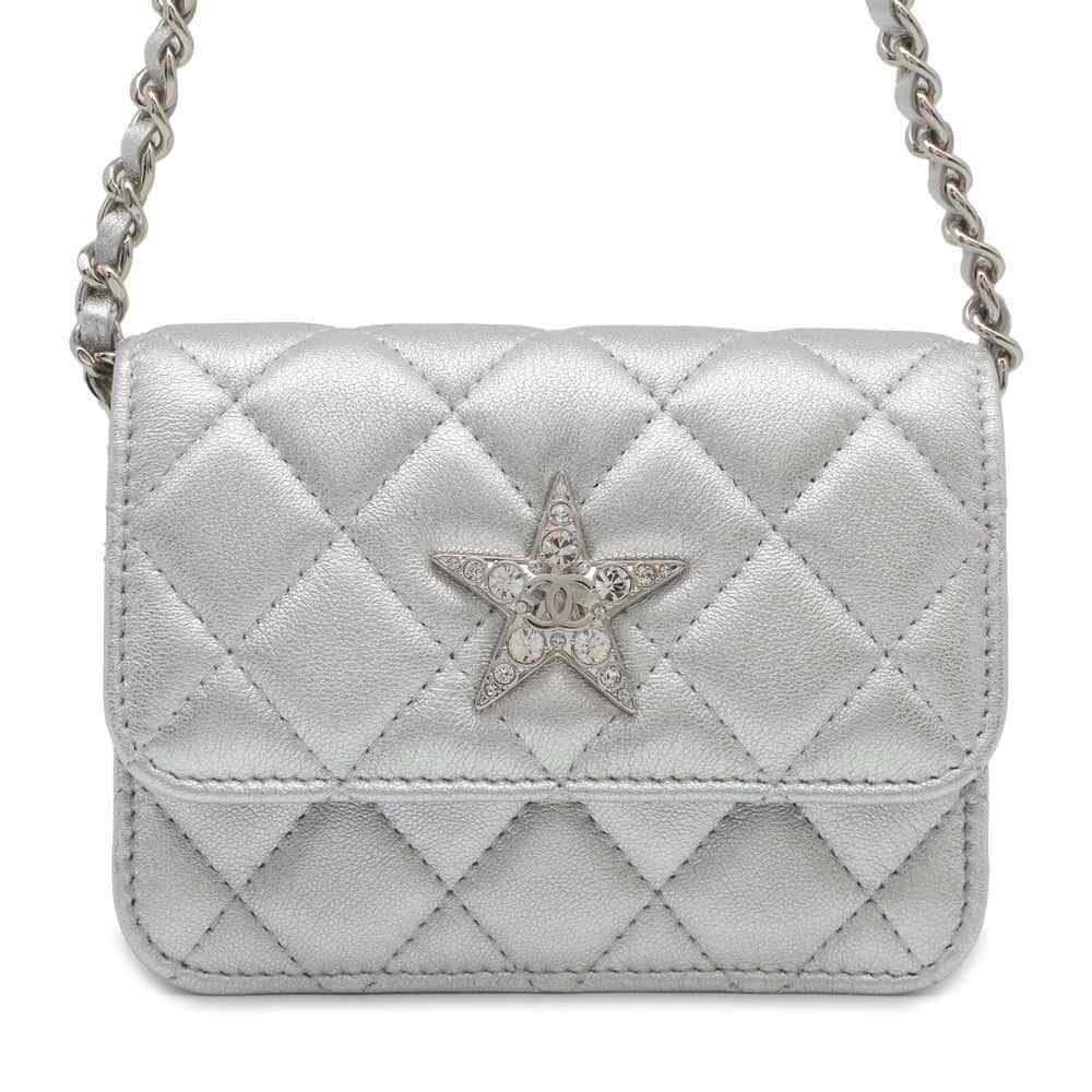 CHANEL Star ChainPouch Lambskin Silver