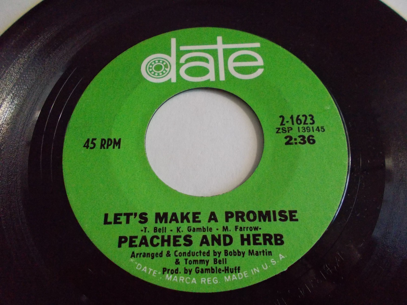 Peaches & Herb Let's Make A Promise 45 1968 Date Picture Sleeve Vinyl