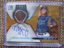 CHIH-WEI HU Rays 2017 Bowman Chrome PATCH Relic Autograph #27/50 AUTO
