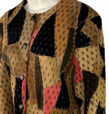 Patchwork Womens Leather Jacket Size L Floral...