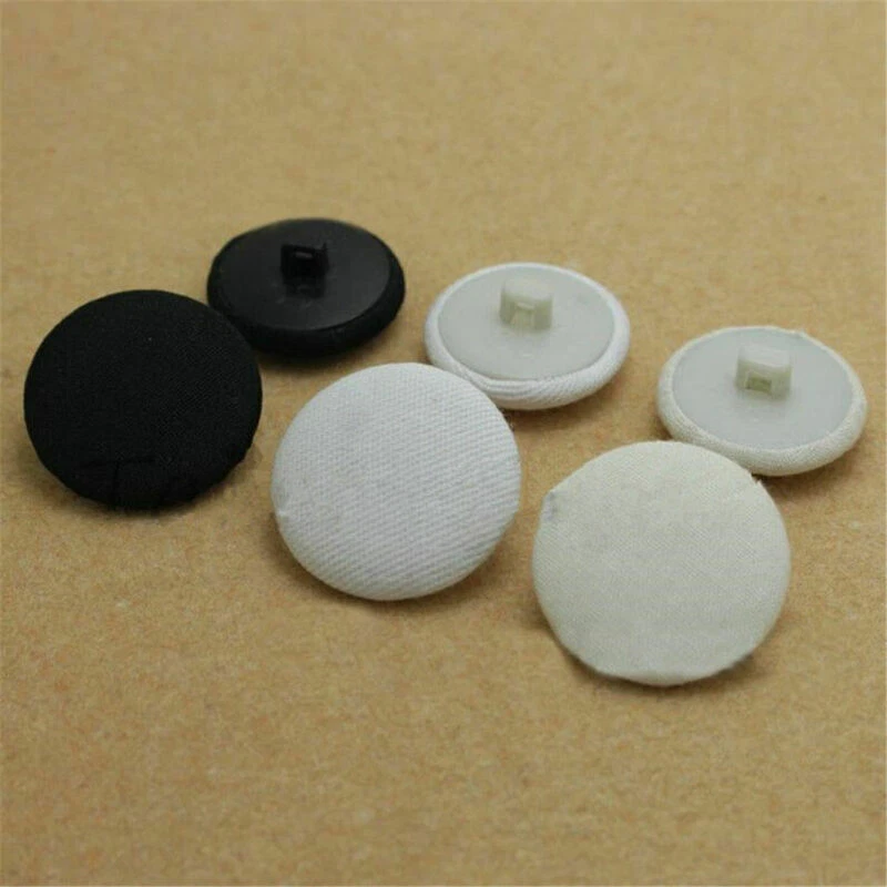 10pcs 10-30mm Shank Buttons Sewing Scrapbooking Round Cotton Fabric Crafts DIY - Image 2 of 3