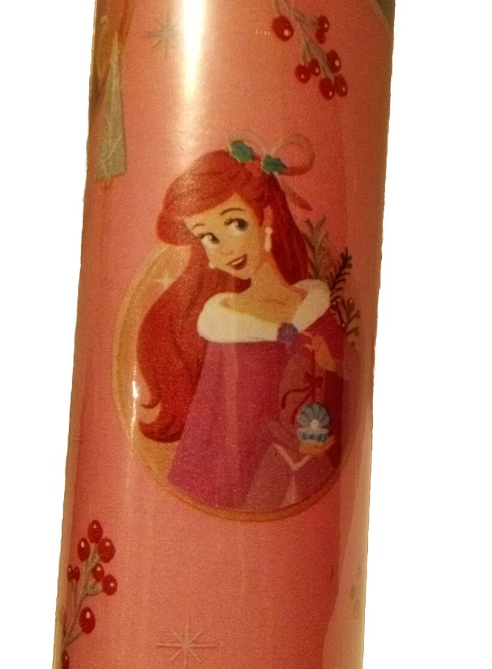 New Disney Princesses Pink Christmas wrap 35 SqFt Belle Ariel Moana Jasmine Ect. - Image 4 of 4