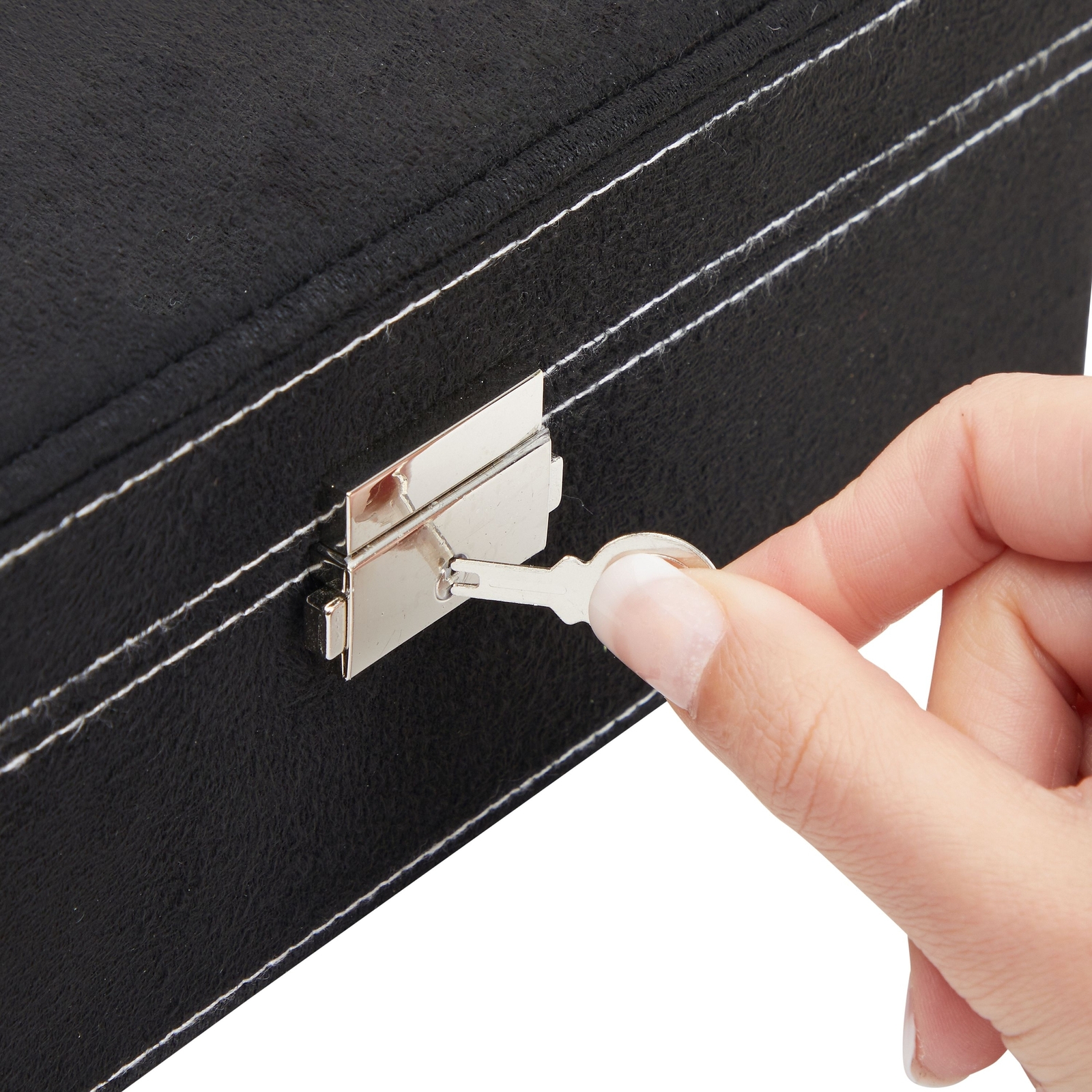 Velvet Jewelry Box Organizer with Lock - 2 Layer Travel Case, Jewelry Storage