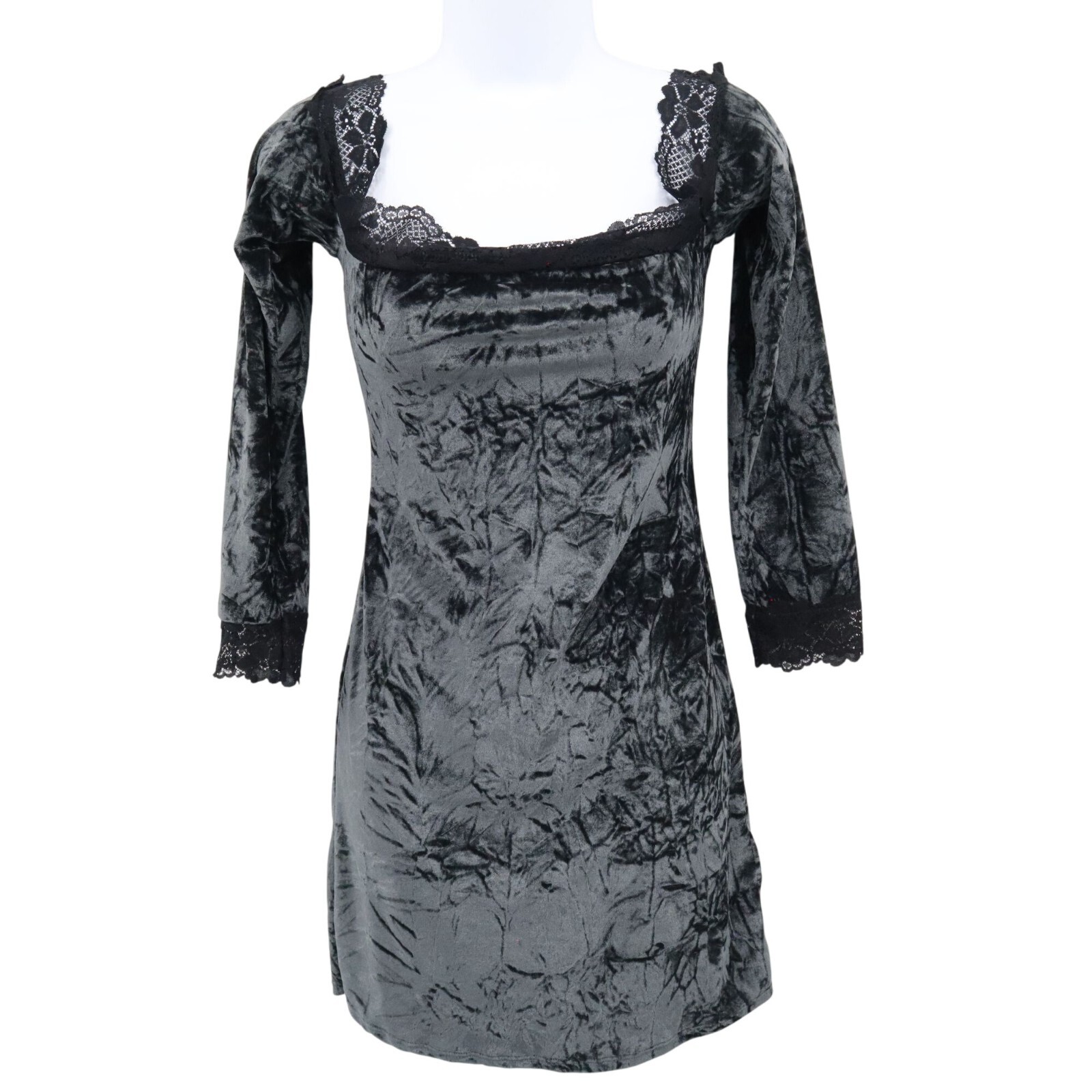Kimchi Blue Crushed Velvet Dress Womens M Black Witchy Whimsigoth Gypsy Lolita