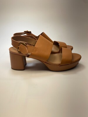 Aerosoles Womens Camera Nude Leather Platform Sandal Sz 12