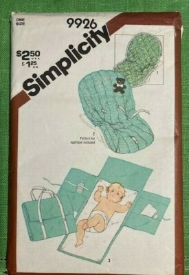 Vintage Simplicity 9926 Babies' Travel Mat/Tote & Seat Cover Neatly Cut VG+