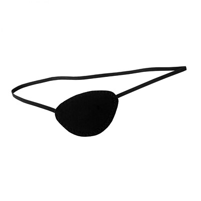 1x Augenklappe mit Gummiband, Augenverband in schwarz, medizinische Augenklappe