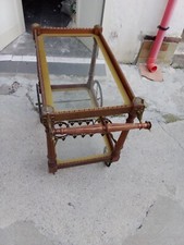 carrello bar Vintage colore legno due piani con vetro e porta bottiglie