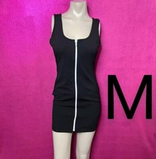 🆕Black / White Front Zipper Tank Mini Dress   Size M