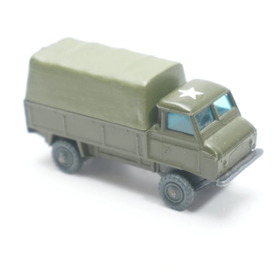 Camión Husky Land Rover de colección control delantero verde base metálica rara Foto 3 de 4