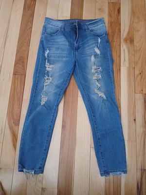 GOGO JEANS Women High Rise Ankle Distressed Blue Denim Skinny Jeans Size 13 31