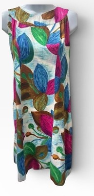 Vintage 60s South Seas Fashions USA Hawaiian Shift Dress M Mod Floral Multicolor