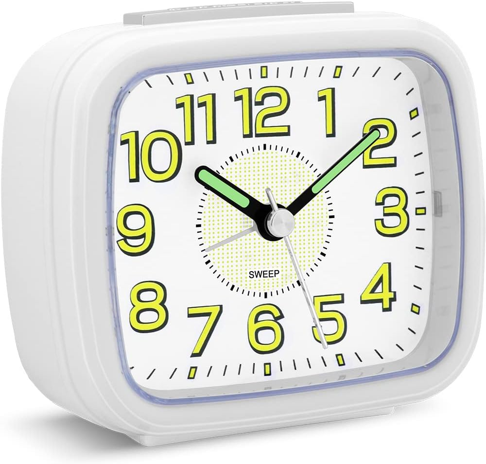 Alarm Clocks Bedside Non Ticking Battery Powered Silent Luminous Clock Large Dia