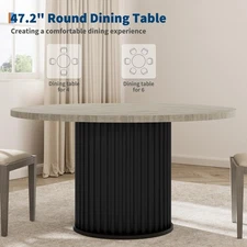 47" Round Dining Table up to 6 People Farmhouse Circle Kitchen Table Metal Base