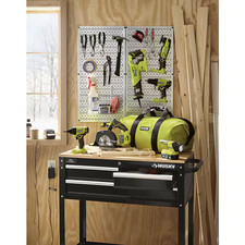 32 In. X 32 In. Overall Size Shiny Galvanized Steel Pegboard Pack with Two 32...