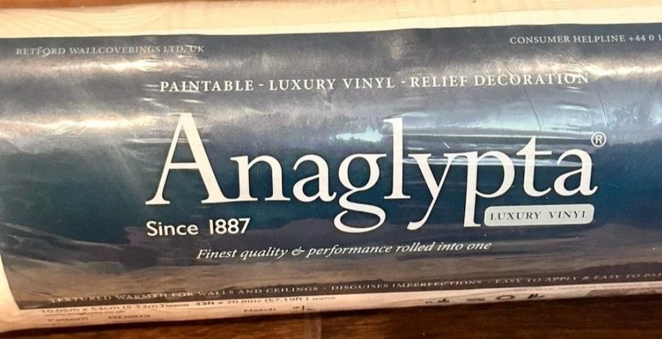 NUEVO rollo de papel tapiz sin pegar de vinilo texturizado pintable Anaglypta Wildacre  Foto 3 de 4