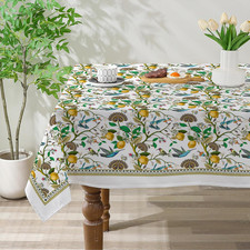 Spring Tablecloth 60X84 Inch Rectangle - Lemon Hummingbird Spring Decorations fo