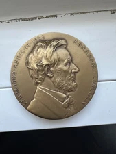 Abraham Lincoln Bronze Medallic Art CO.NY Carveley Bronze Medal 3.2”