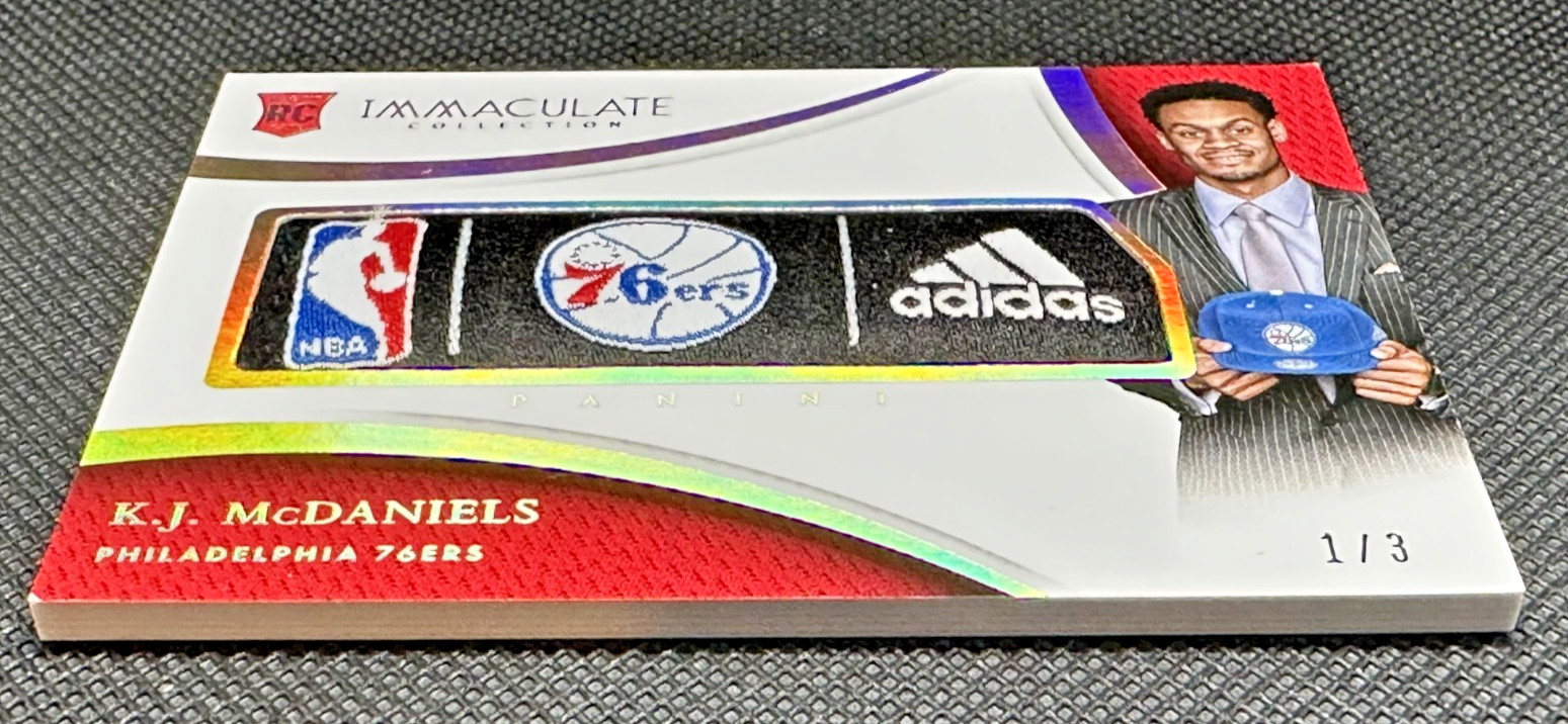 2014 Immaculate PLAYER CAPS LOGOMAN 76ers TEAM LOGO HAT PATCH K McDaniels #'d /3 view 6