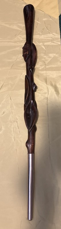 Handmade Diamond Willow Walking Stick Cane with Metal Tip and Carved Initials