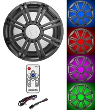 KICKER 45KM104 10" 350w Marine Boat Subwoofer Sub+Charcoal Grille w/LED's+Remote
