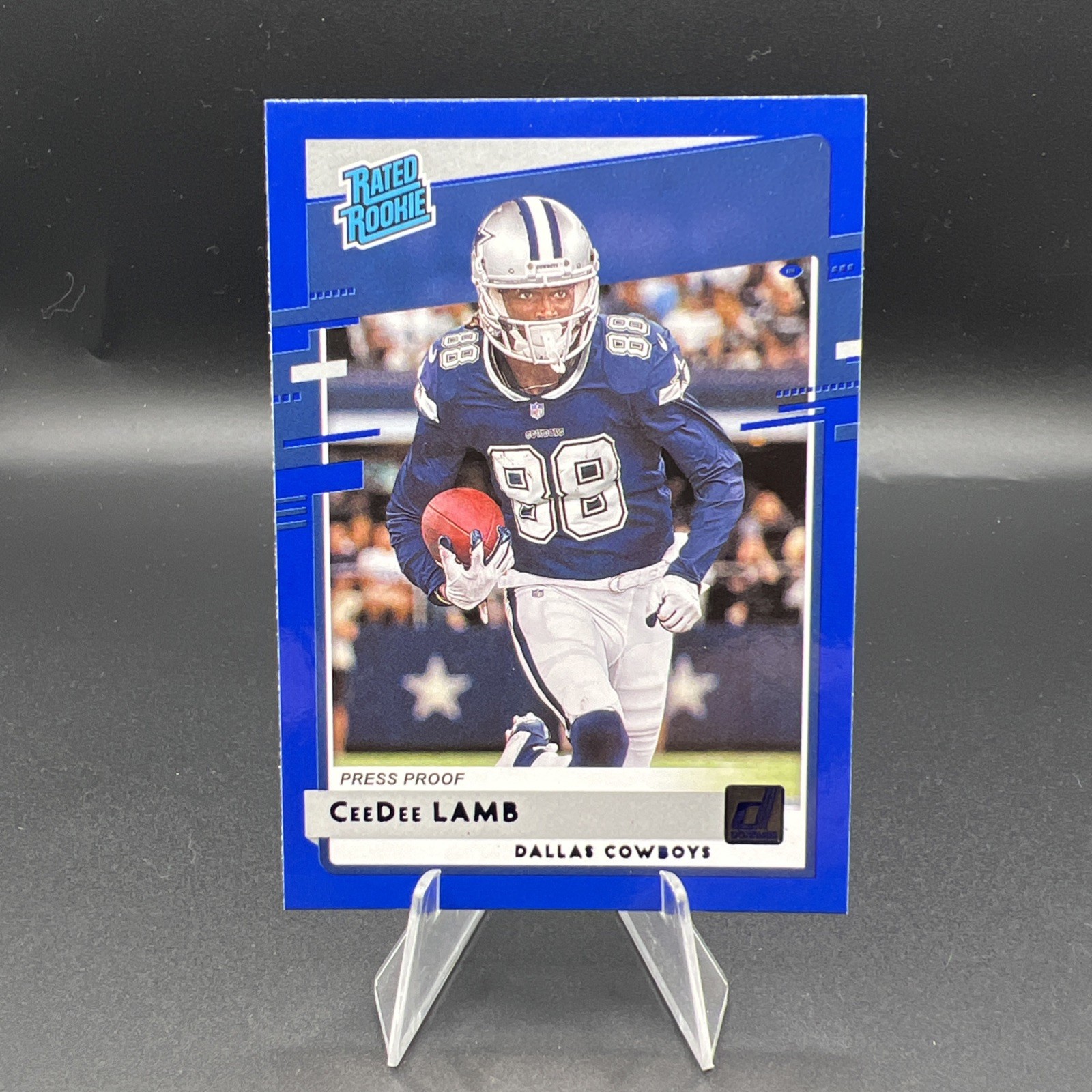 2020 Panini Donruss CeeDee Lamb Rated Rookie Press Proof Blue #306 Cowboys