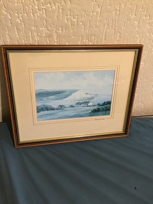 a walnut innergilt framed print charming blue line by artist george sear signed