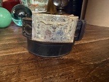 Large Mexican Sterling Silver Longhorn Belt Buckle 1.5      3.3/8  -2.1/4-30-31  