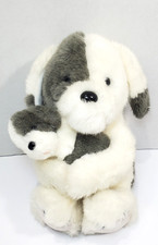 Dakin Sheep Dog Plush Mom And Baby White Gray Stuffed Animal Vintage 1985