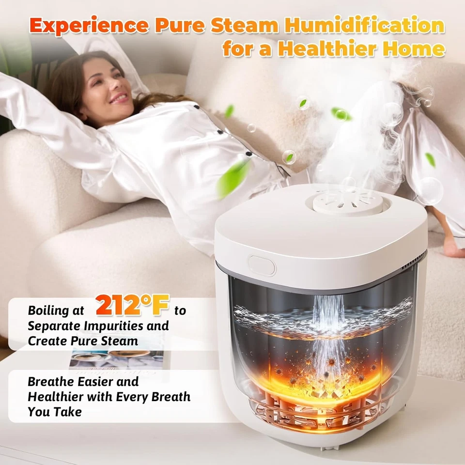 3.3L Warm Mist Humidifier for Bedroom Large Room, Stainless Steel Air Humidifier - Image 2 of 4