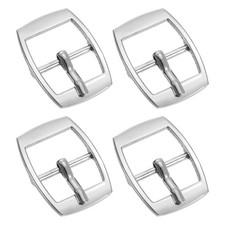 4Pcs 0.75" Single Prong Belt Buckle Square Center Bar Buckles for Belt, Silver