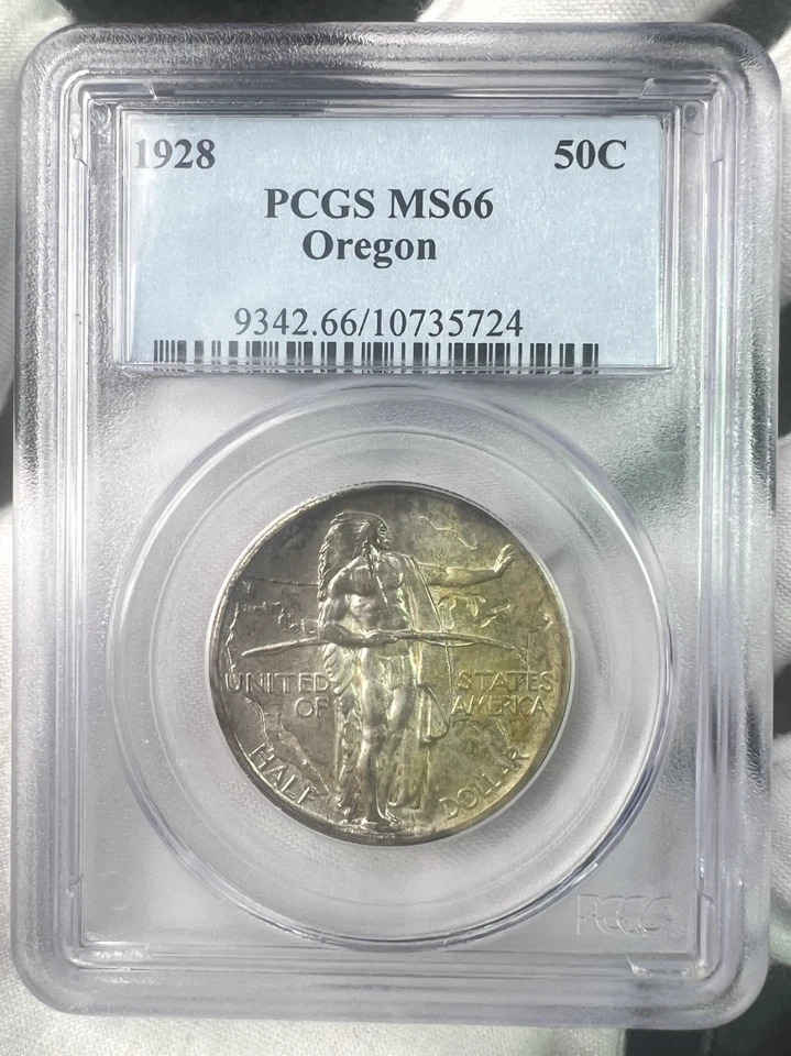 1928 Oregon Trail Memorial Silver Commemorative 50c Half Dollar PCGS MS66 - Image 2 of 4