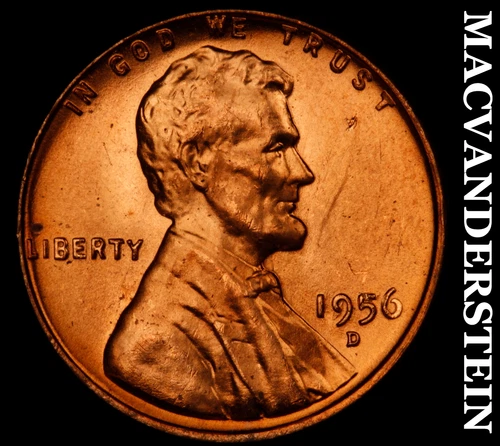1956-D Lincoln Wheat Cent- Choice Gem Brilliant Uncirculated Luster #J4476