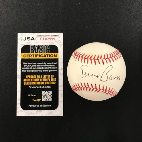 Ernie Banks SIGNED Rawlings NL Baseball JSA Certified Chicago Cubs HOF