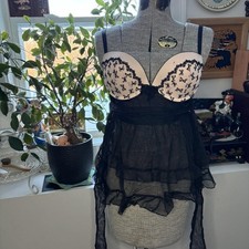 Vintage Y2k Victoria's Secret Pink And Black Butterfly Shaped Bow Babydoll Top