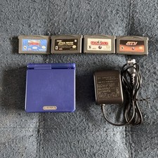 Nintendo Gameboy Advance GBA SP Cobalt Blue Handheld AGS-001+4 Games & Charger
