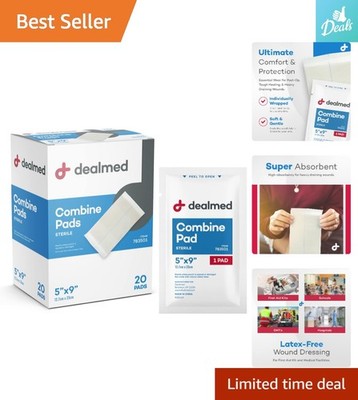 Versatile 20-Pack 5''x9'' sterile ABD Pads - Ideal for Post-Op and Emergency Care