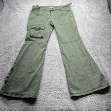 BDG Urban Outfitters Y2K Cargo Wide Leg Pants Womens Large 34 /31 Green Grunge