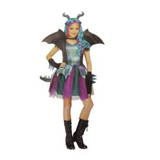 Way to Celebrate Dragon Queen Costume Girls XL 14 16 Dress Wings Horns Halloween