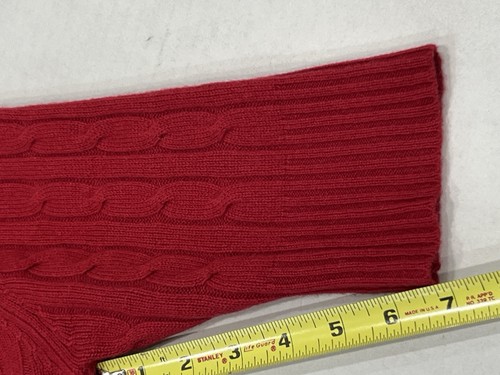 Autumn Cashmere Womens Cashmere Top Cable Knit Short Sleeve Cardigan Red Medium - Picture 7 of 8