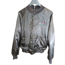 Vintage Chevy Heartbeat of America Dealer Satin Bomber Jacket Mens XL Black