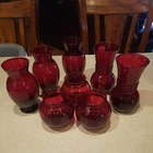 Vintage Anchor Hocking Royal Ruby Red Vase Lot Of 8 Bud Vase