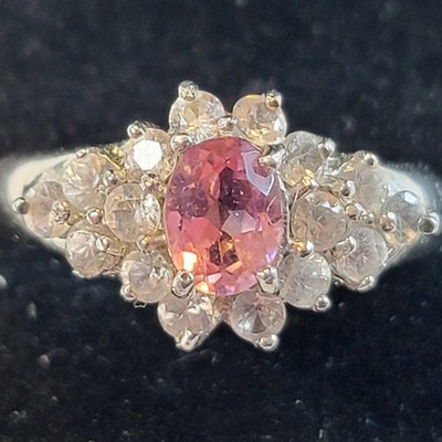 ShopNBC NYC II 2.60ct Pink Tourmaline White Zircon Statement Ring 925 Silver Sz8