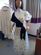 Vintage Era Unknown, Possibly 1980's Satin and Tule Black and White Prom Dress