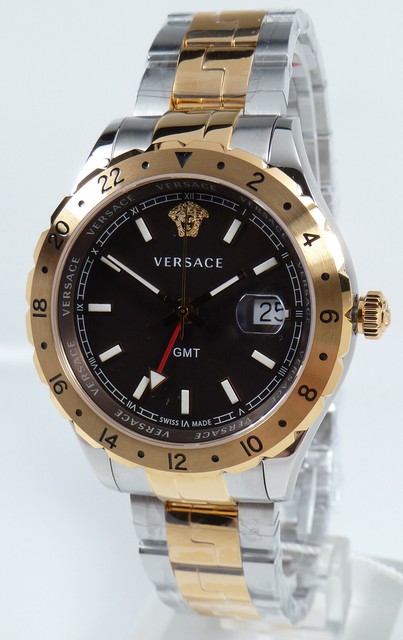 Versace HELLENYIUM GMT 42mm Case Stainless Steel Silver, Band Stainless  Steel Gold/Silver Wristwatch for Men - (V11040015) for sale online | eBay
