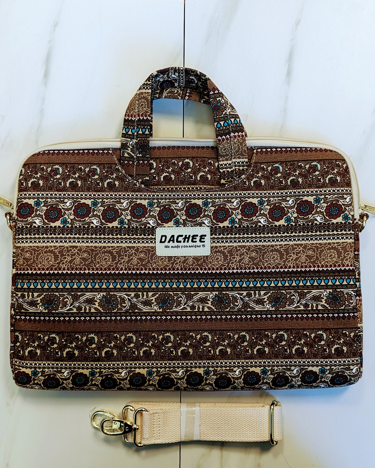Dachee 15 Inch Laptop Messenger Bag Floral Paisley W/ Over S