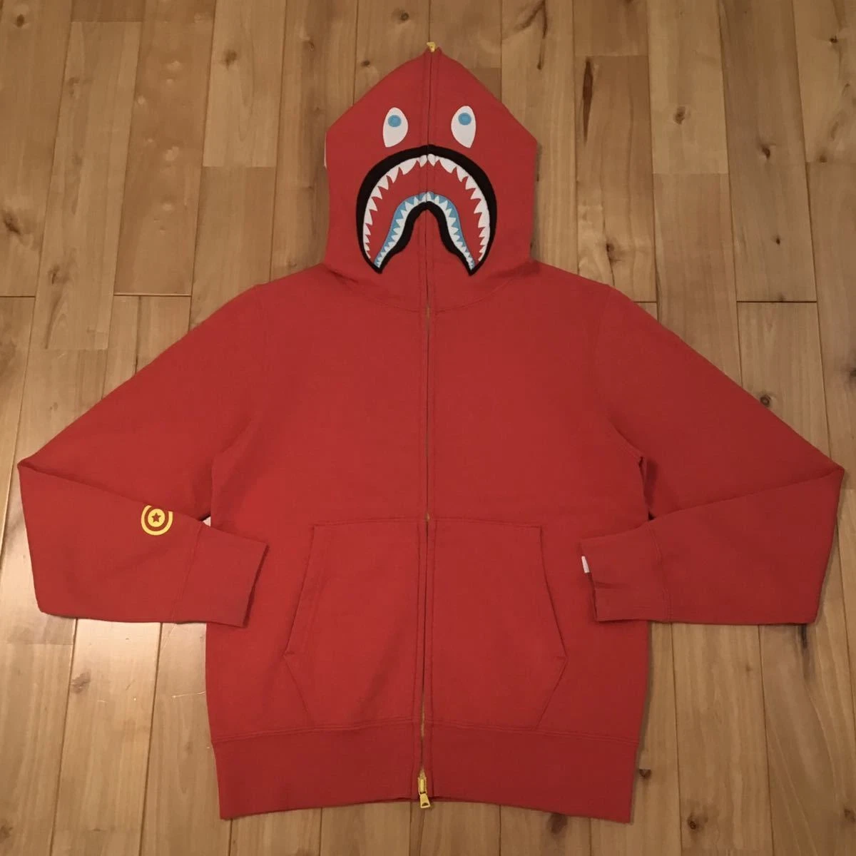 2010 BAPE Neon shark full zip hoodie Red A Bathing Ape Size S