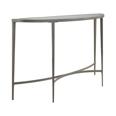 Zophie 45 In Silver Half Moon Glass Console Table By Furniture Of America Silver Half Moon Glass Console Table, Half Moon Glass Top Console Table
