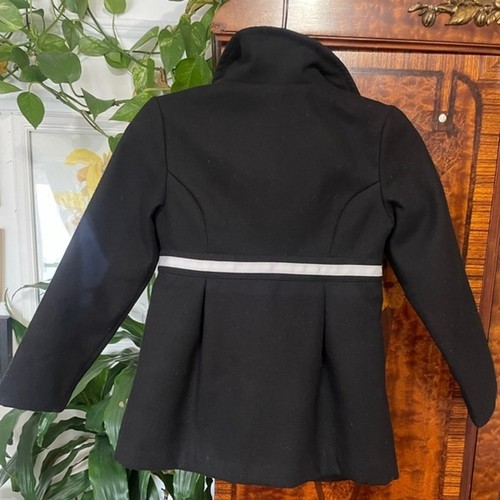 Geembory Olivia Girls Coat Size 7/8 Black Lined Bow Front - Picture 2 of 10